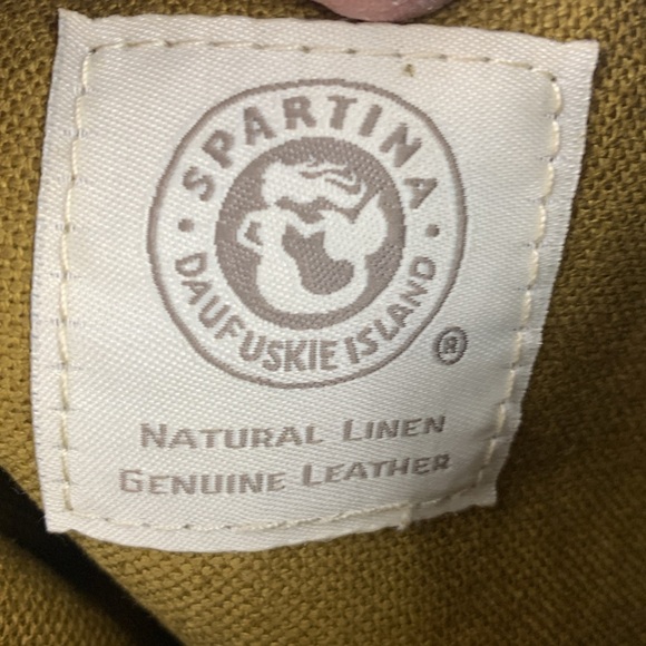 Spartina Linen & leather Wristlet Pouch bag Paisley Blue Tan Boho Gold Zipper - Picture 7 of 13